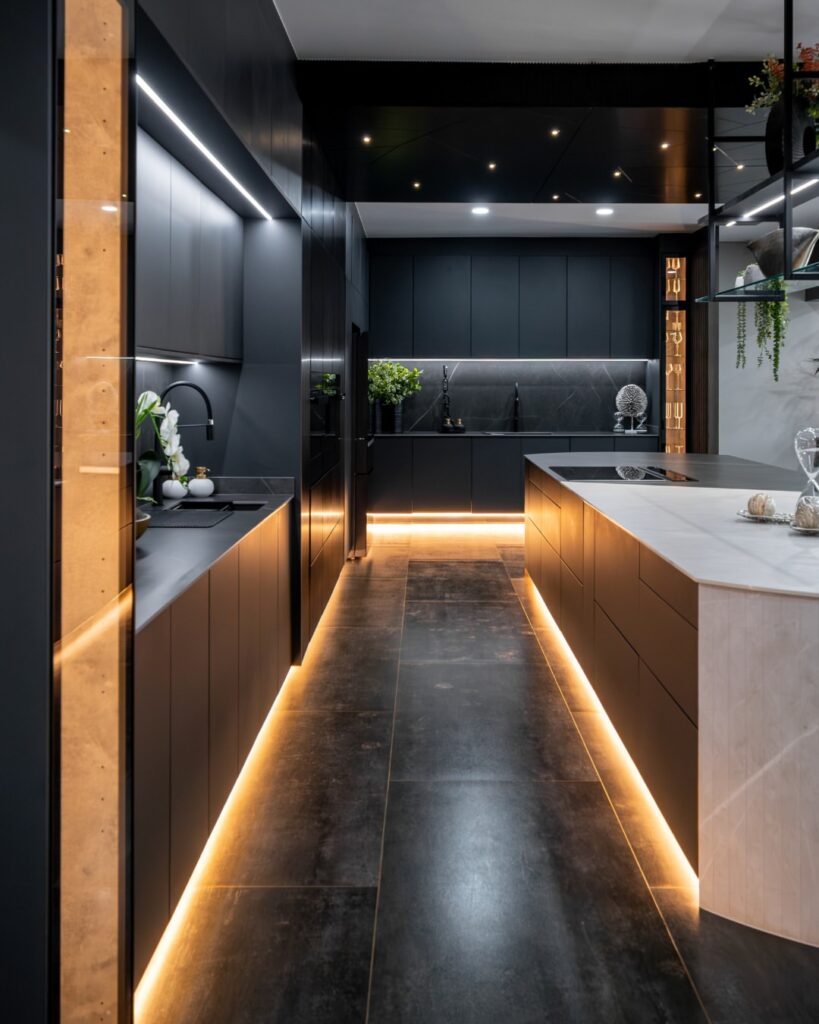 Monochromatic Mastery: Matte Black & Linear Light