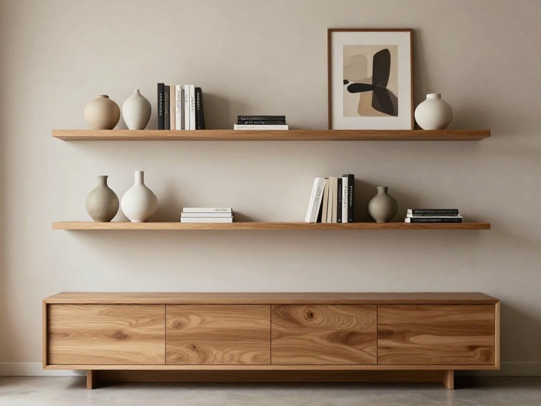 Curate Thoughtful Floating Shelves and Low Credenzas