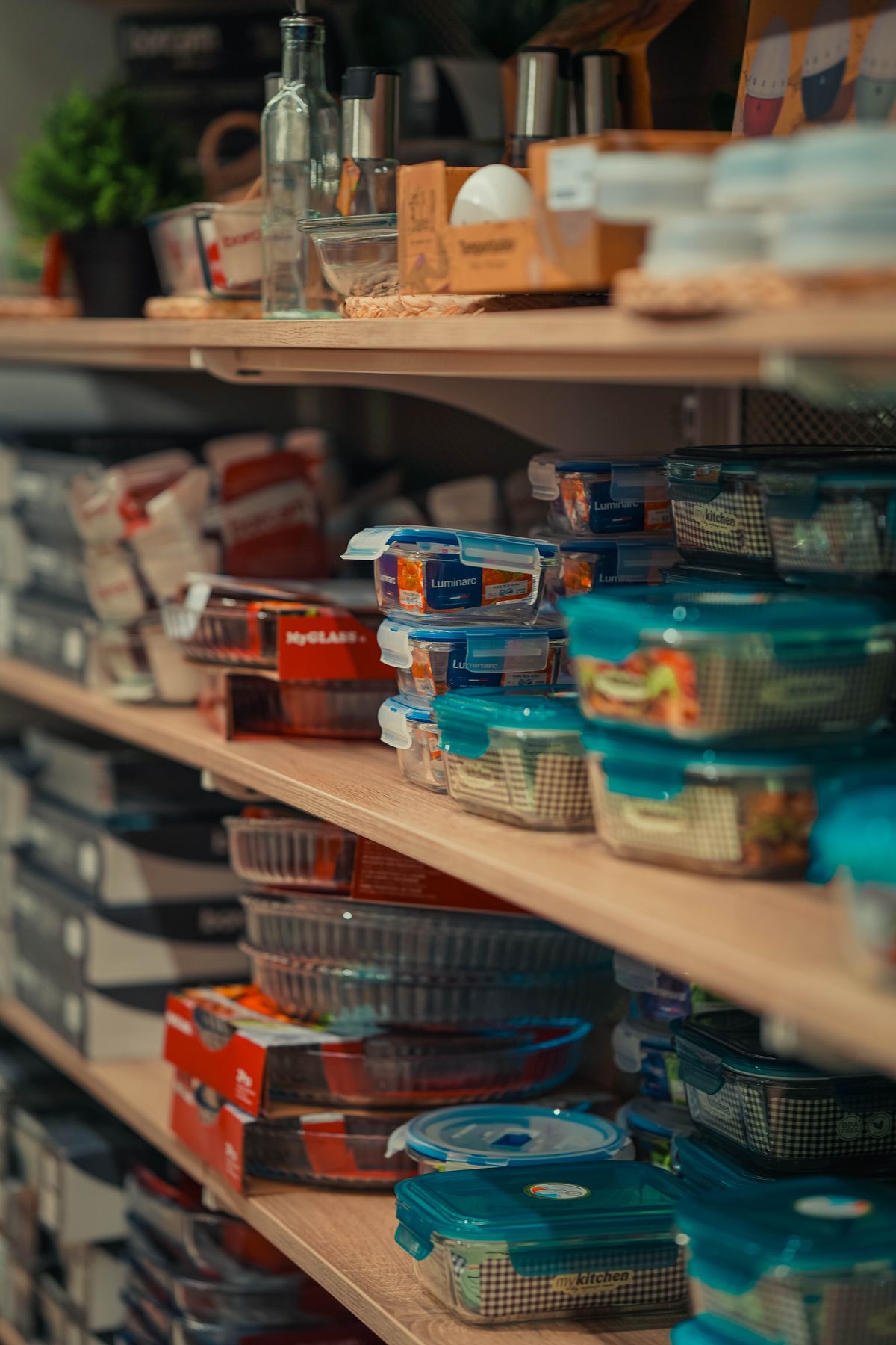 Neatly arranged pantry storage containers